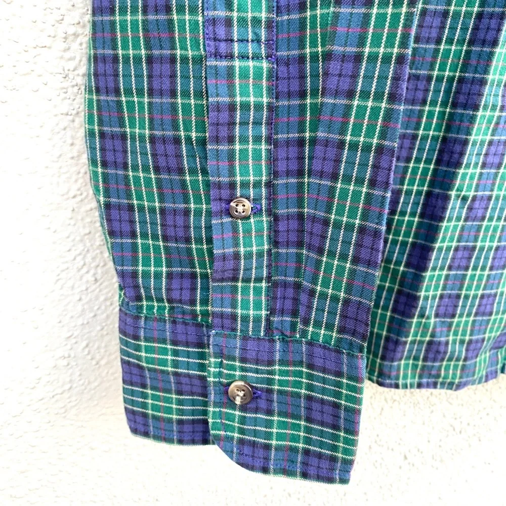 J. CREW GREEN plaid shirt slim fit button down brushed twill checkered Mens new